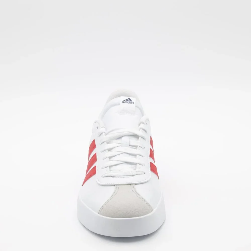 Adidas Men's Cushioned Comfortable Suede VL Court 3.0 Sneakers White/Red Size 9‎